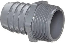PVC 1436-015 Fitting 1-1/2" Gray Barbed Male Adapter (MIPT x Insert) Sch.40 x Poly Pipe 1436-015