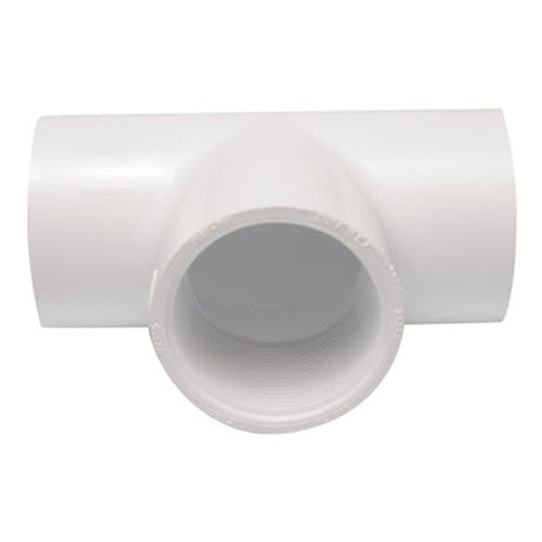 PVC 402-015 1-1/2" Schedule 40 PVC Tee - Socket x Socket x FIPT