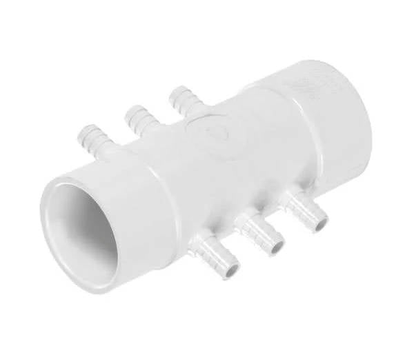 Waterway 425-4000 Manifold 6 Port 3/8" Barb Manifold 1-1/2" Spigot x 1-1/2" Slip