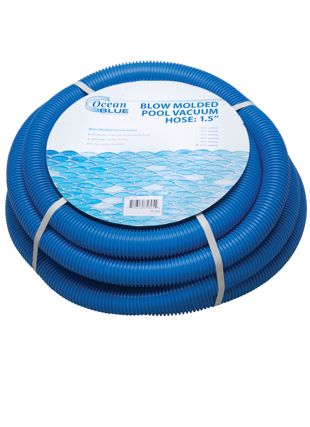 Ocean Blue 511545 Vacuum Hose 1.5" x 45' Spiral Wound w/ Swivel & Standard Cuff