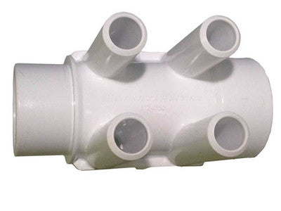 Waterway 672-4150 Manifold, PVC, Waterway, 1-1/2"S x 1-1/2"Spg x (4) 3/4"SB Ports