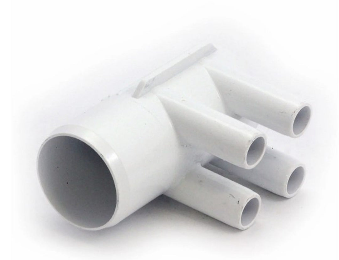 Waterway 672-7710 Manifold PVC, ShurGrip, 2"SHR x Dead End x (4) 3/4" SB Ports