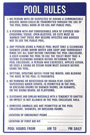 National Stock 2436MNA Sign 24"X36" Minnesota Pool Rules Sign