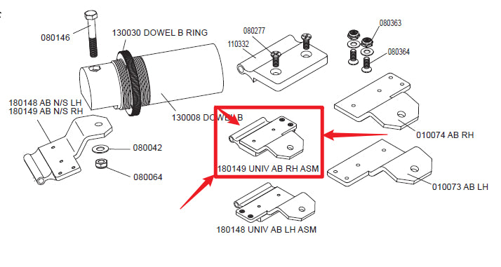 Cover Pools 180149 Glider Body Universal Top Track AB Right Hand Non-Slotted Assembly