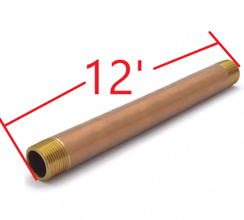 Misc Vendor BRASSKNEALED 3/4" x 12' Pipe Tube Soft Red Brass Knealed Both Ends - For Light Niche Installation