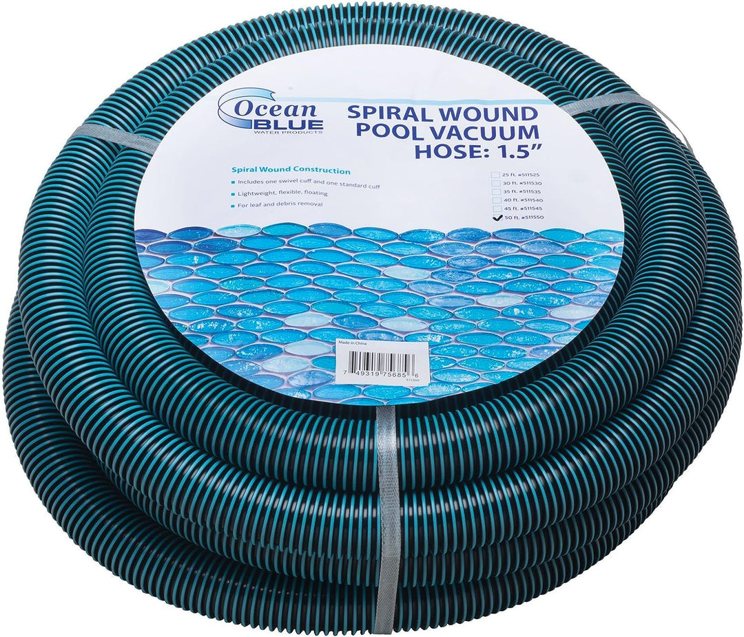 Ocean Blue 1.5" x 30' Spiral Wound Vacuum Hose w/ Swivel & Standard Cuff