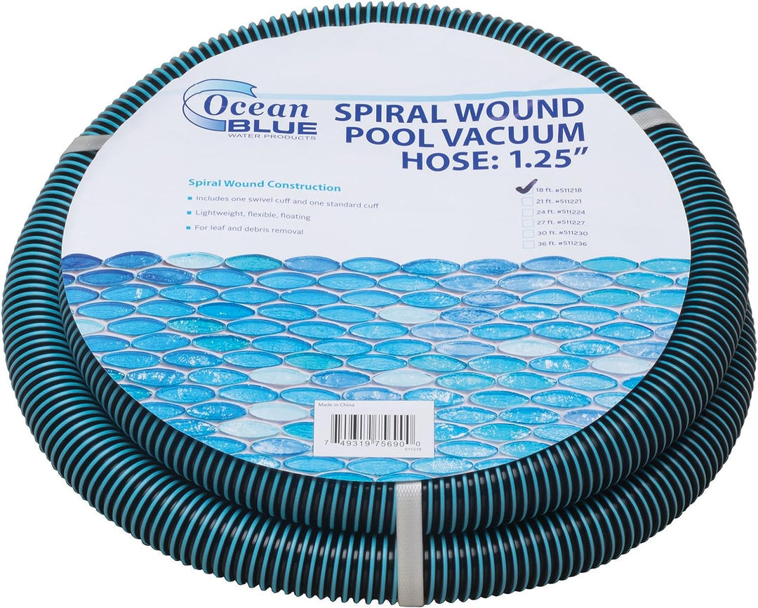 Ocean Blue 511224 Vacuum Hose 1.25" x 24' Spiral Wound w/ Swivel & Standard Cuff
