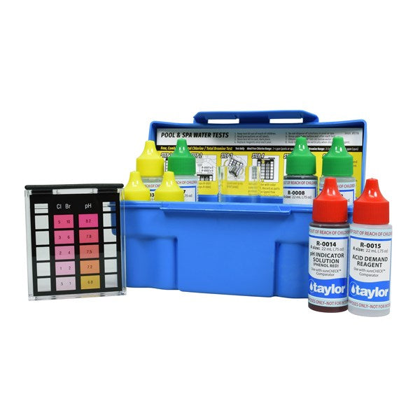 K-1004 Taylor 6-Way Residential Test Kit-Free & Tot Chl, Brom, pH(aciddemand),Alk(DPD)