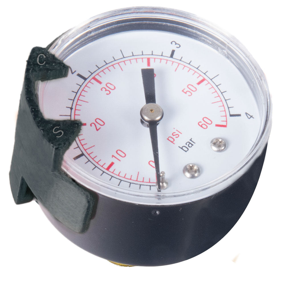 CMP 25501-120-900 0-60 Pressure Gauge Back Mount with Stating Pressure/Clean Filter Indicator