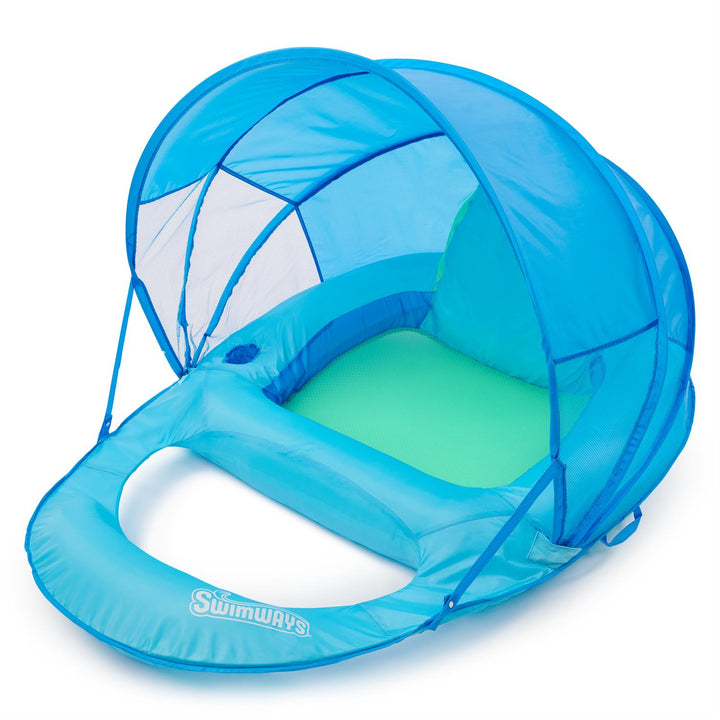 Swimways 6069120 Premium Spring Float Recliner w/Canopy - Sky Blue/Ultra Blue with CDU