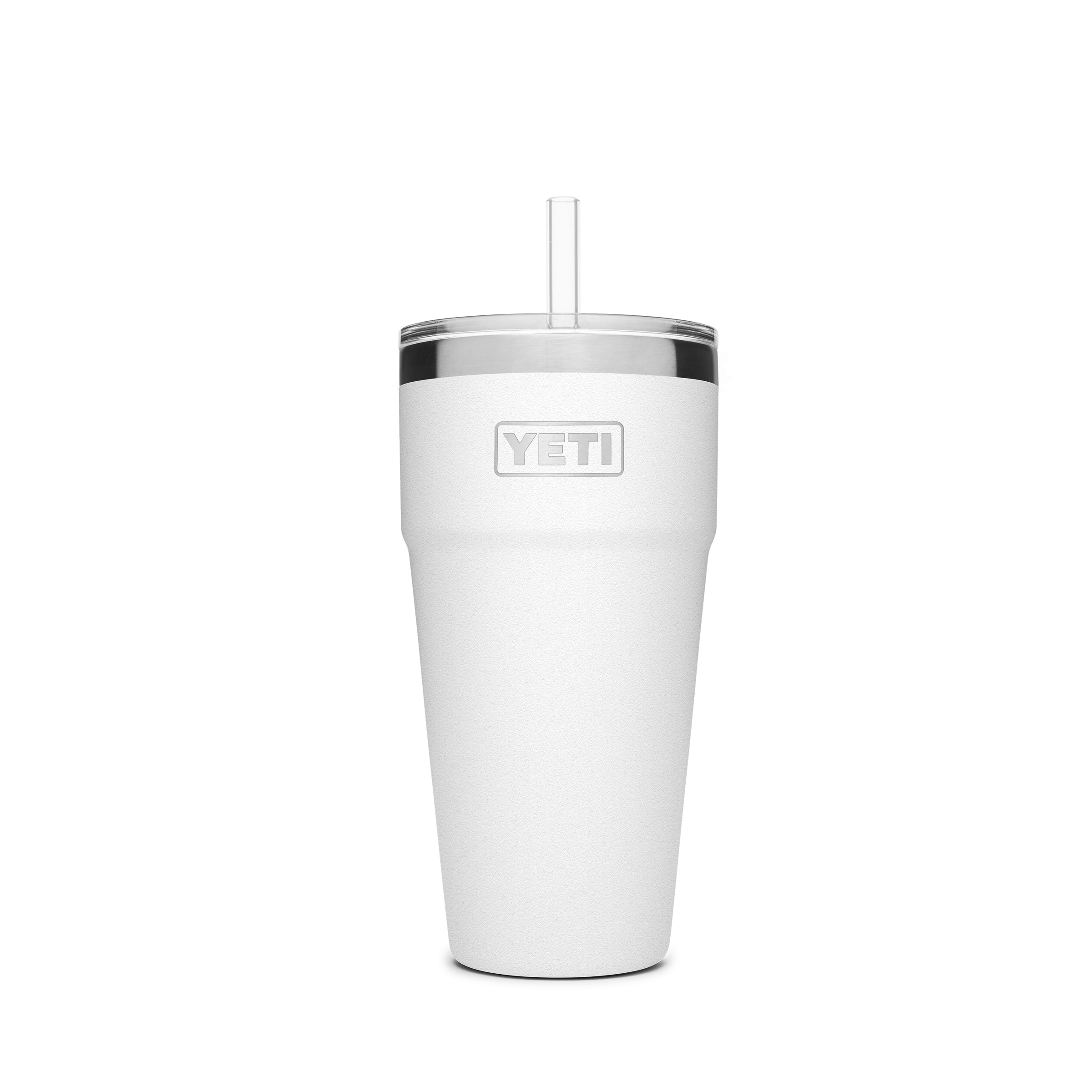 REAL YETI 26 Oz. Laser Engraved White Stainless Steel Yeti Stackable Rambler  With Straw Lid Personalized Vacuum Insulated YETI 