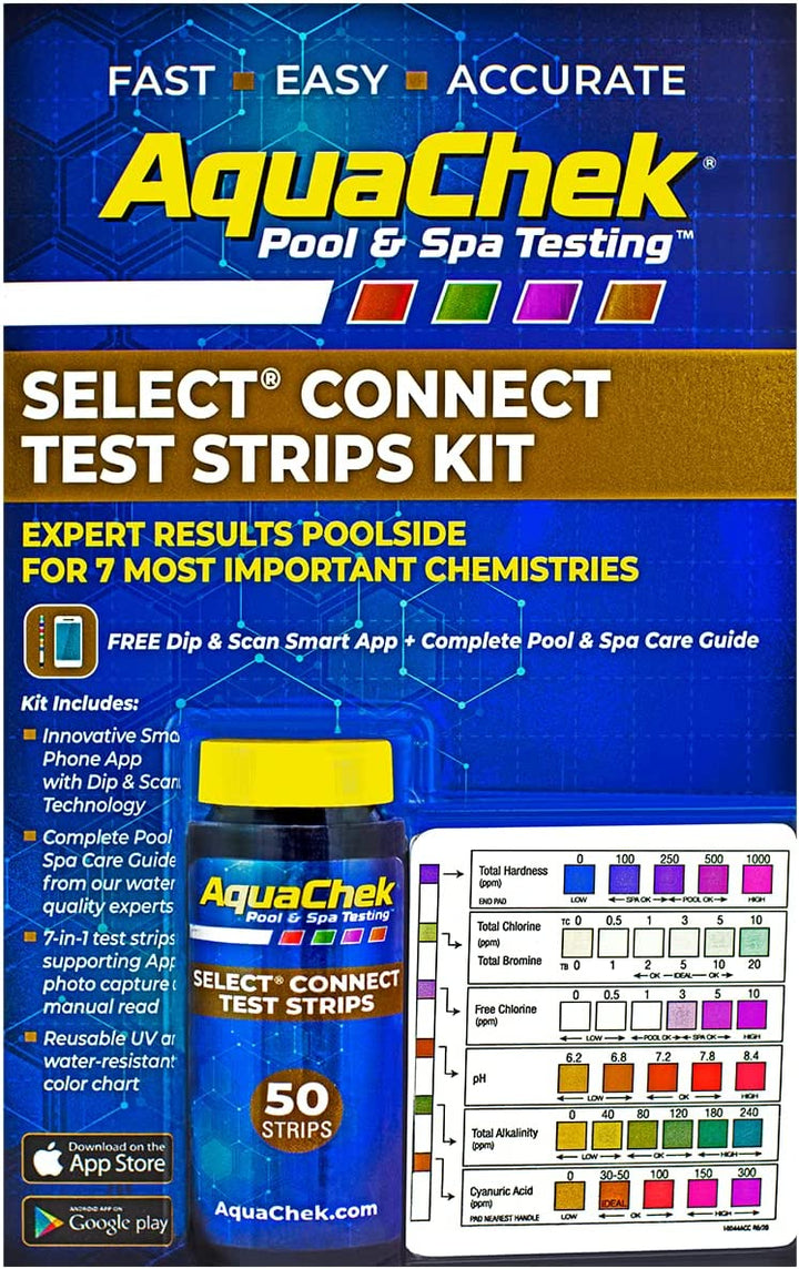Aquachek 541604A 7-in-1 Pool and Spa Test Strips with Color Chart