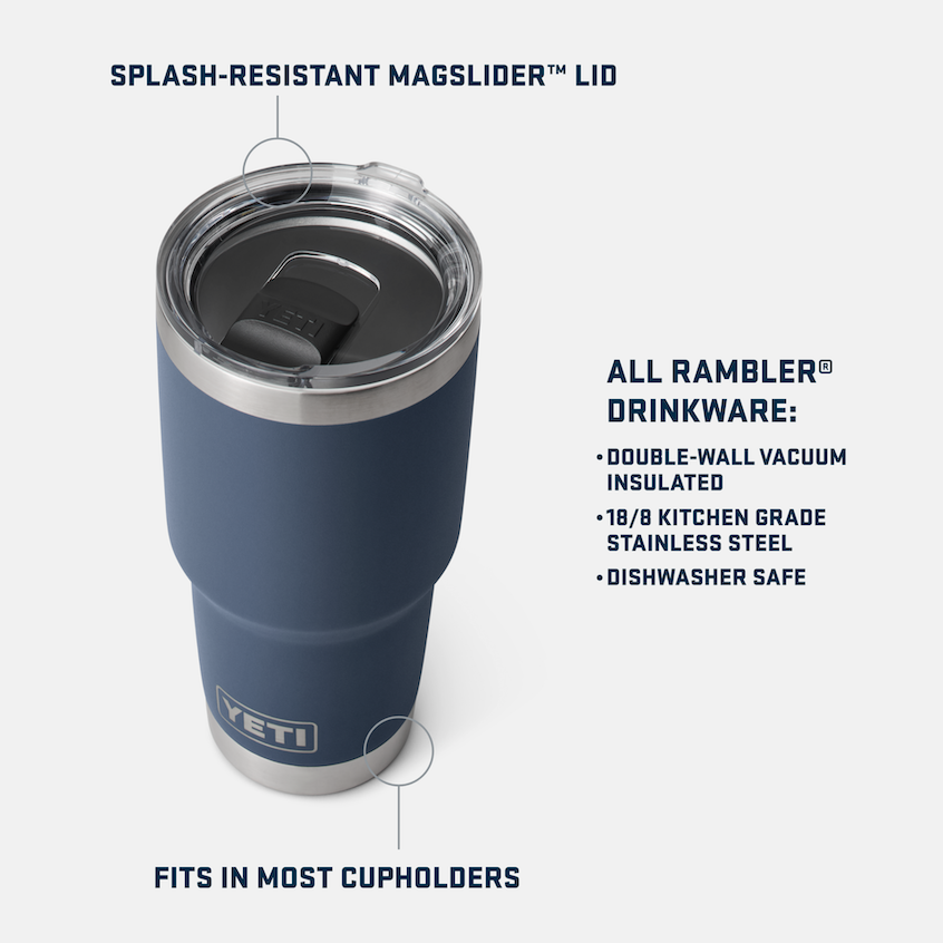 30oz. White Yeti Rambler with Magslider Lid and Duracoat Engraved Custom  CritterVision Round Logo — CritterVision